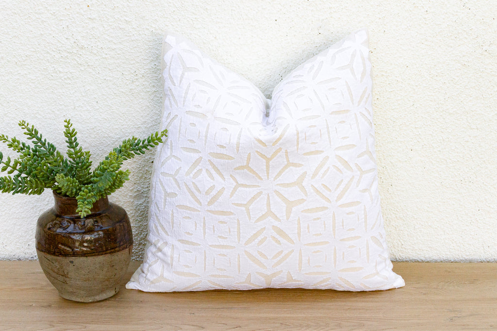 Kutch White Applique Pillow Cover (Trade)