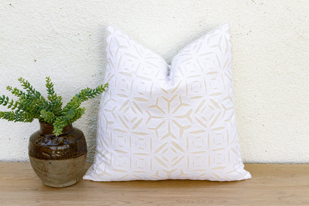 Kutch White Applique Pillow Cover (Trade)