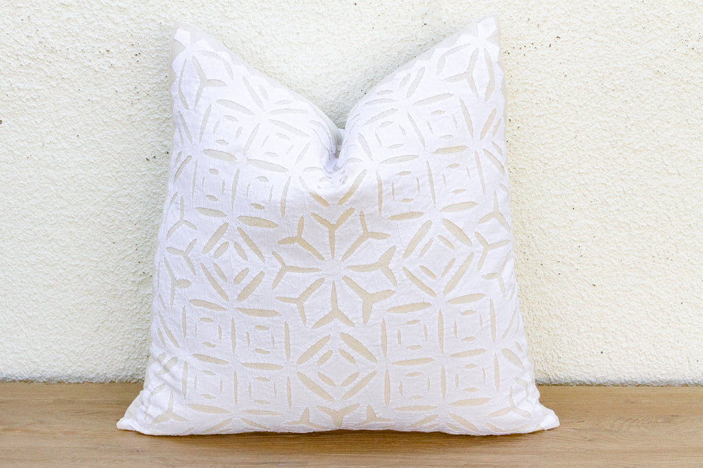 Kutch White Applique Pillow Cover (Trade)