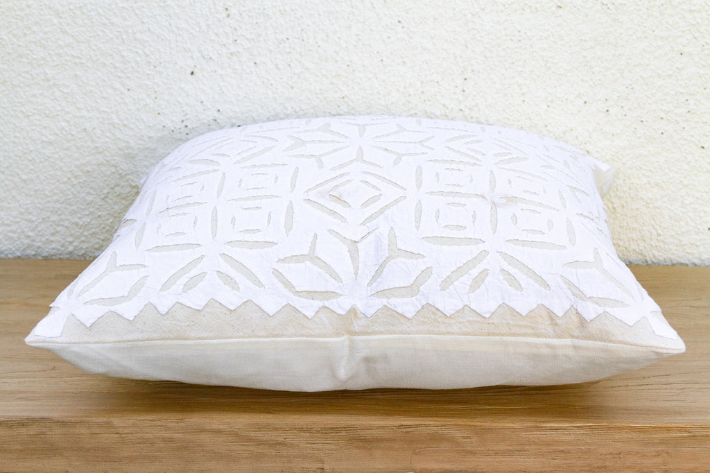 Kutch White Applique Pillow Cover (Trade)
