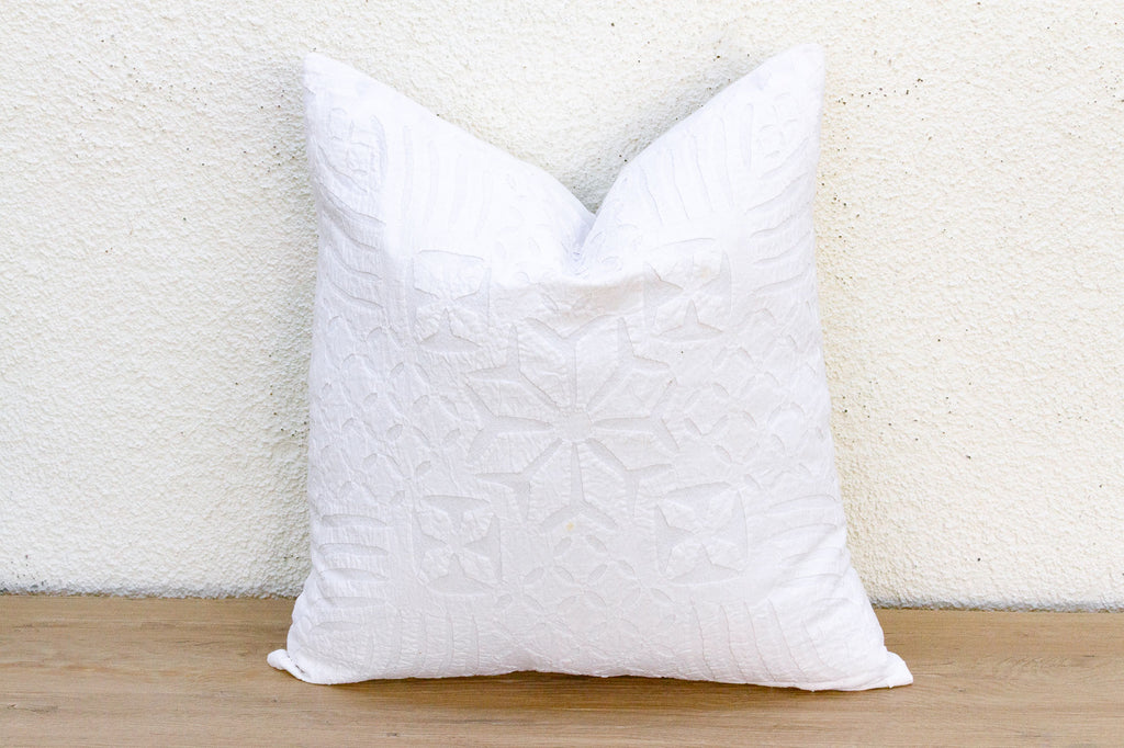 Udaipur Bloom White Applique Pillow Cover