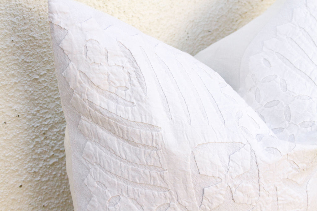 Udaipur Bloom White Applique Pillow Cover