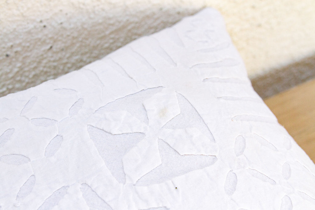 Udaipur Bloom White Applique Pillow Cover (Trade)