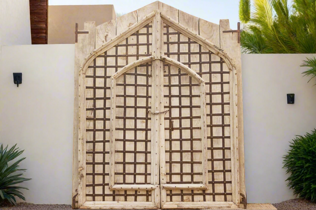 Monumental Antique Teak & Iron Elephant Gates