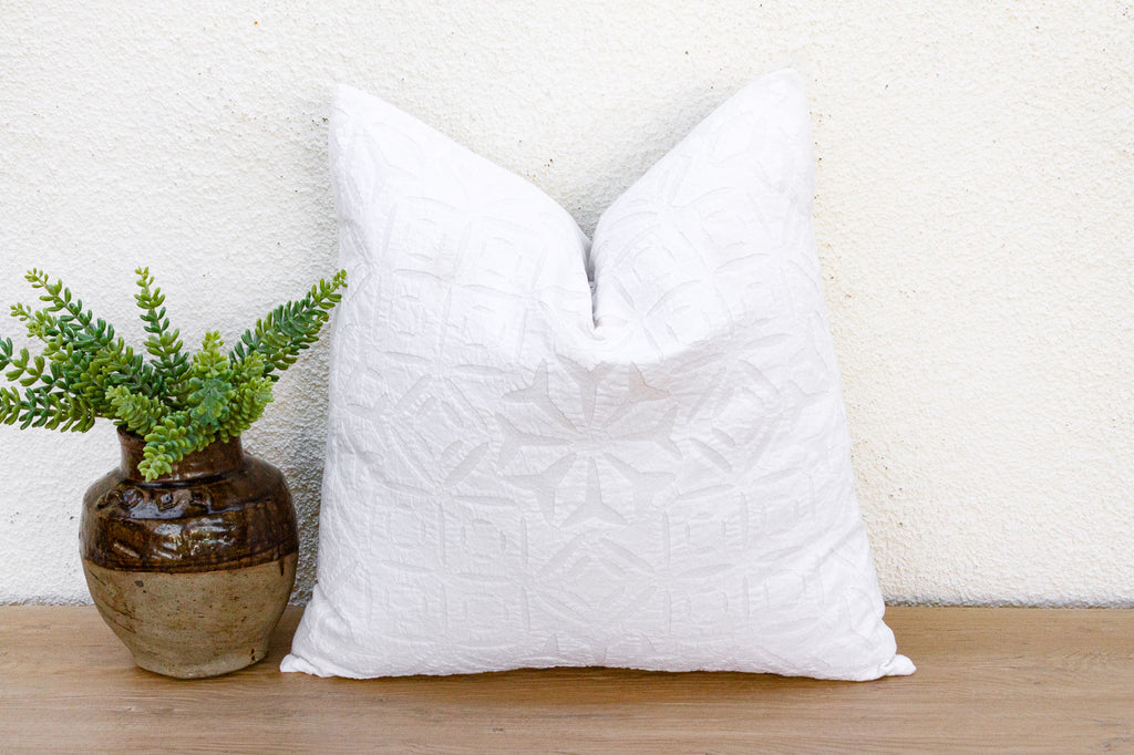 White Ganges Applique Pillow Cover