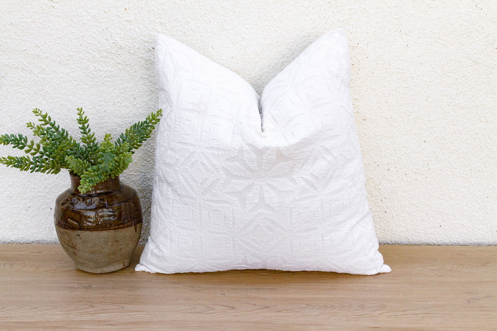 White Ganges Applique Pillow Cover
