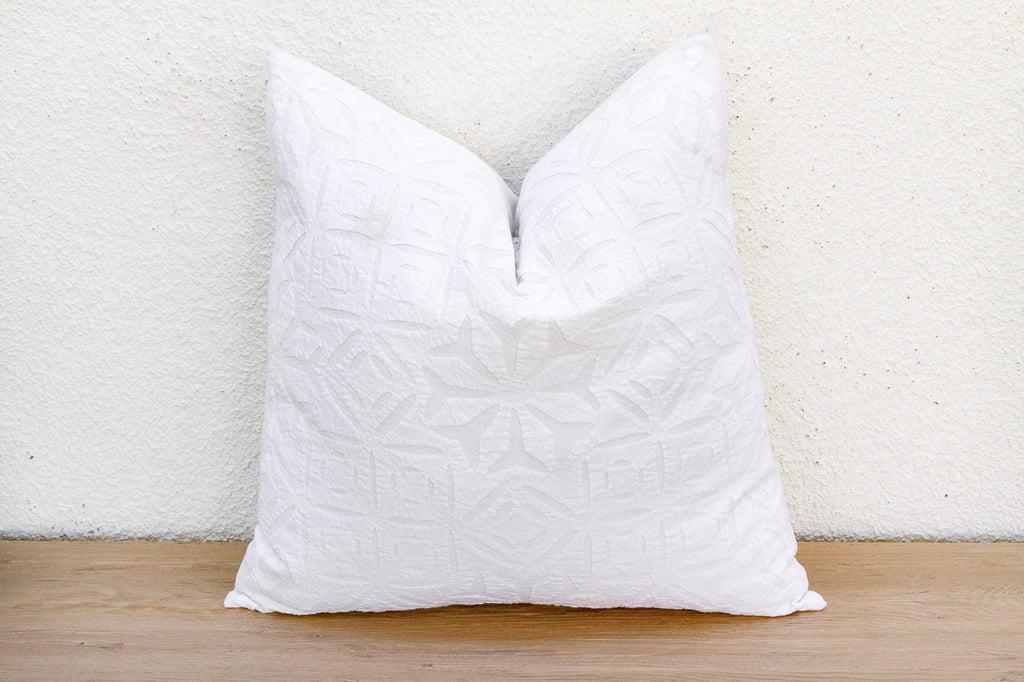 White Ganges Applique Pillow Cover