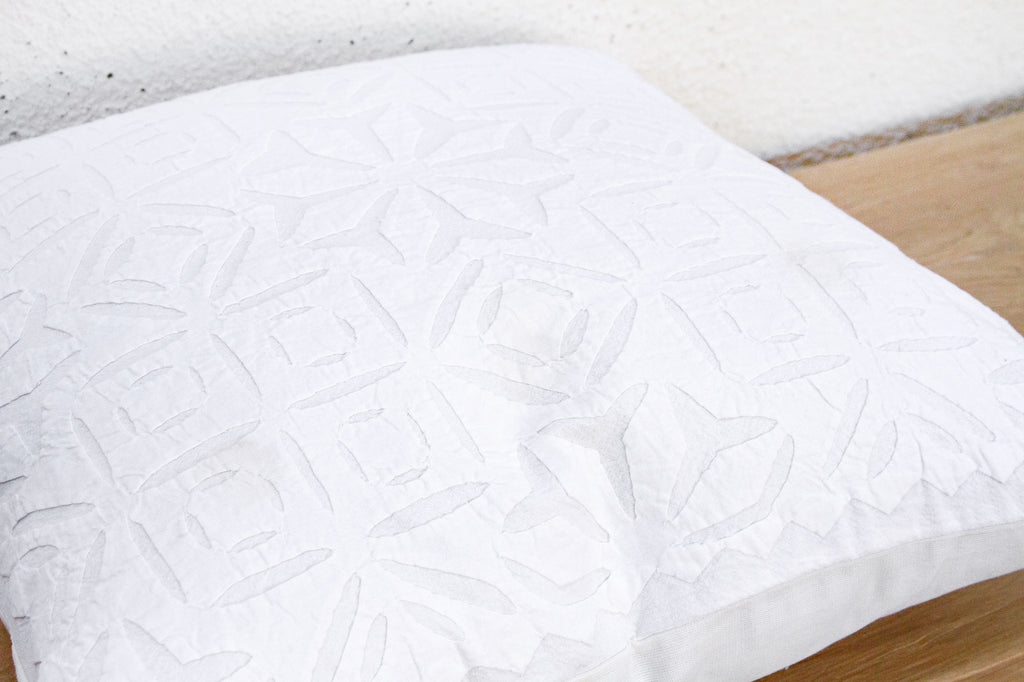 White Ganges Applique Pillow Cover
