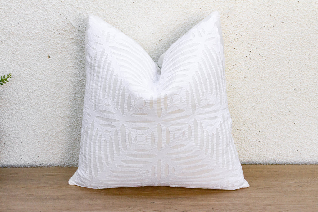 Nomad's White Applique Pillow Cover