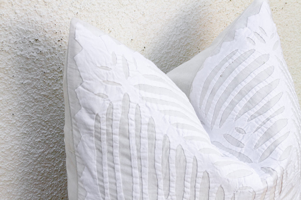 Nomad's White Applique Pillow Cover