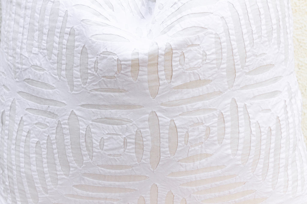Nomad's White Applique Pillow Cover