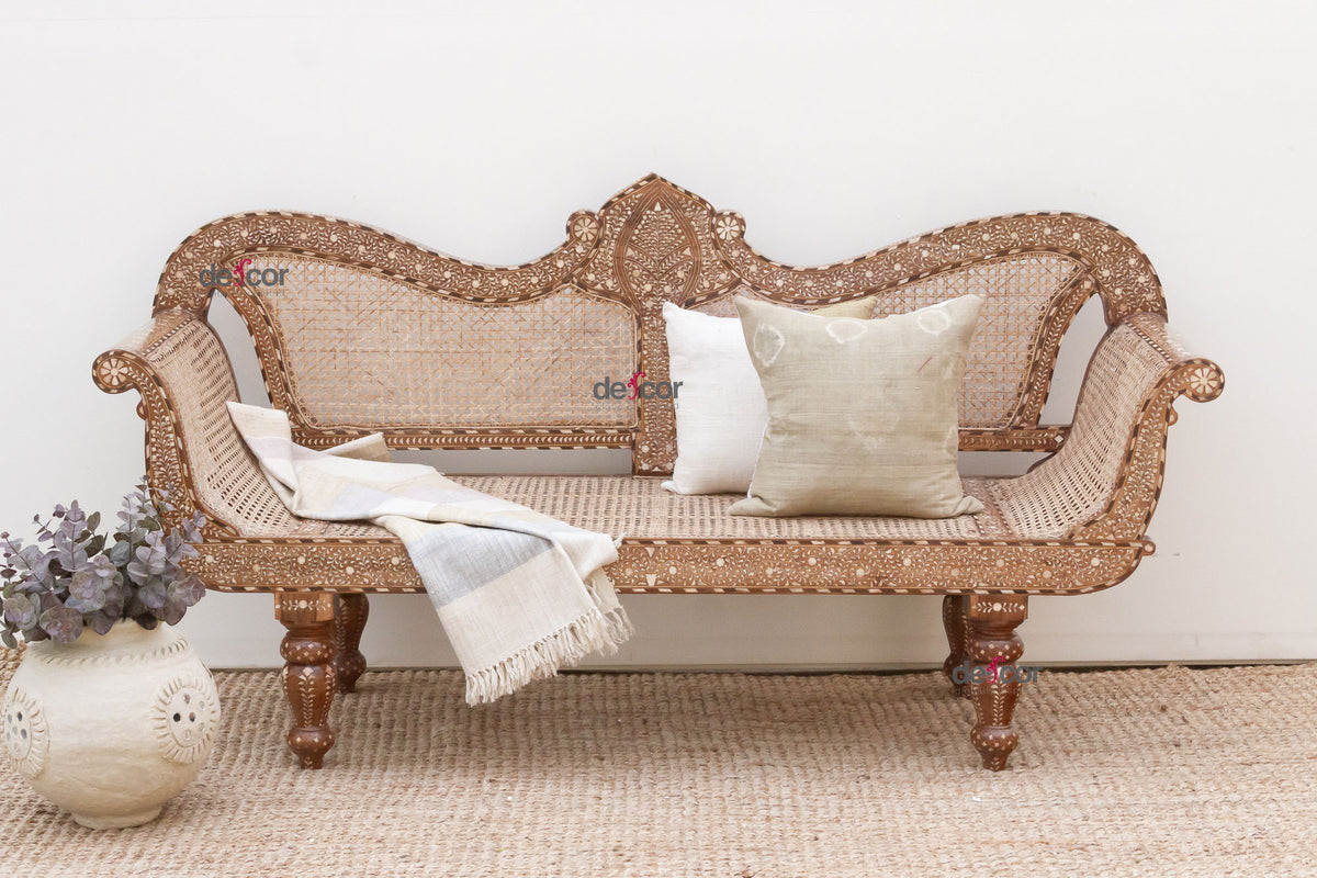 Anglo-Indian Inlay Settee Bench | DE-COR– DE-COR | Globally Inspired