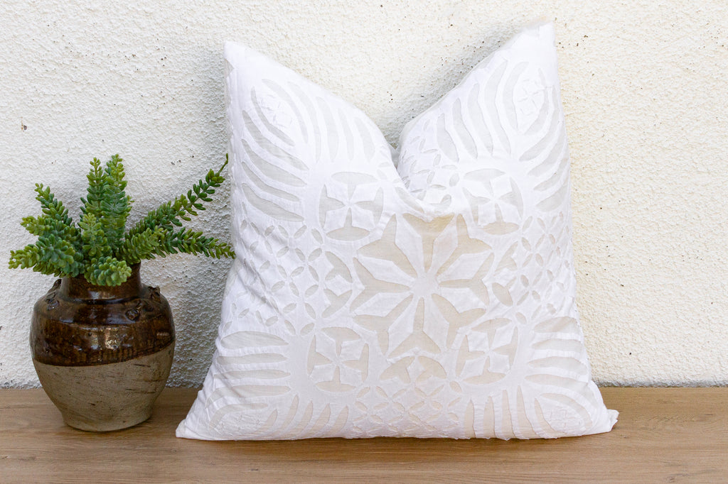 Peony Petals Applique Pillow Cover
