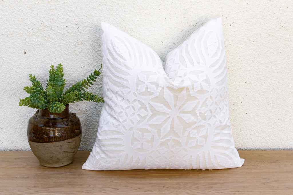 Peony Petals Applique Pillow Cover