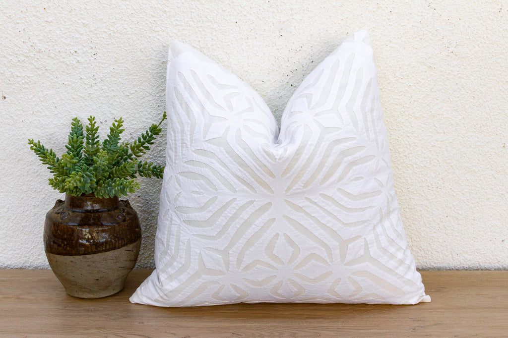 Lotus Bloom Applique Pillow Cover