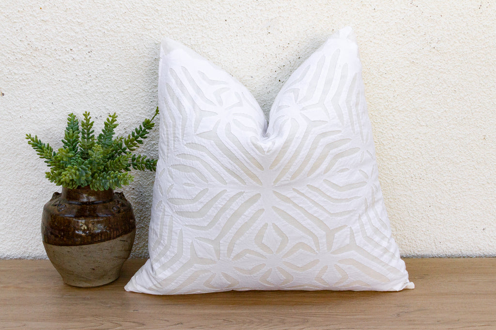 Lotus Bloom Applique Pillow Cover