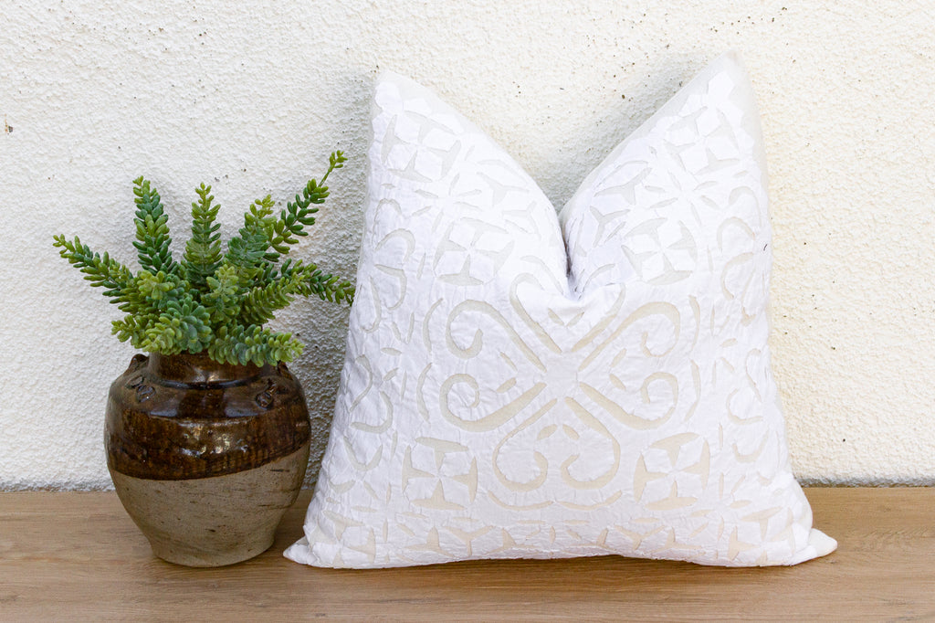 Peony Petals Applique Pillow Cover