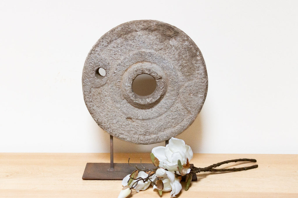 Antique Round Grinding Stone Art