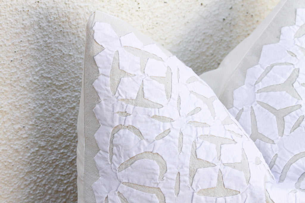 Peony Petals Applique Pillow Cover