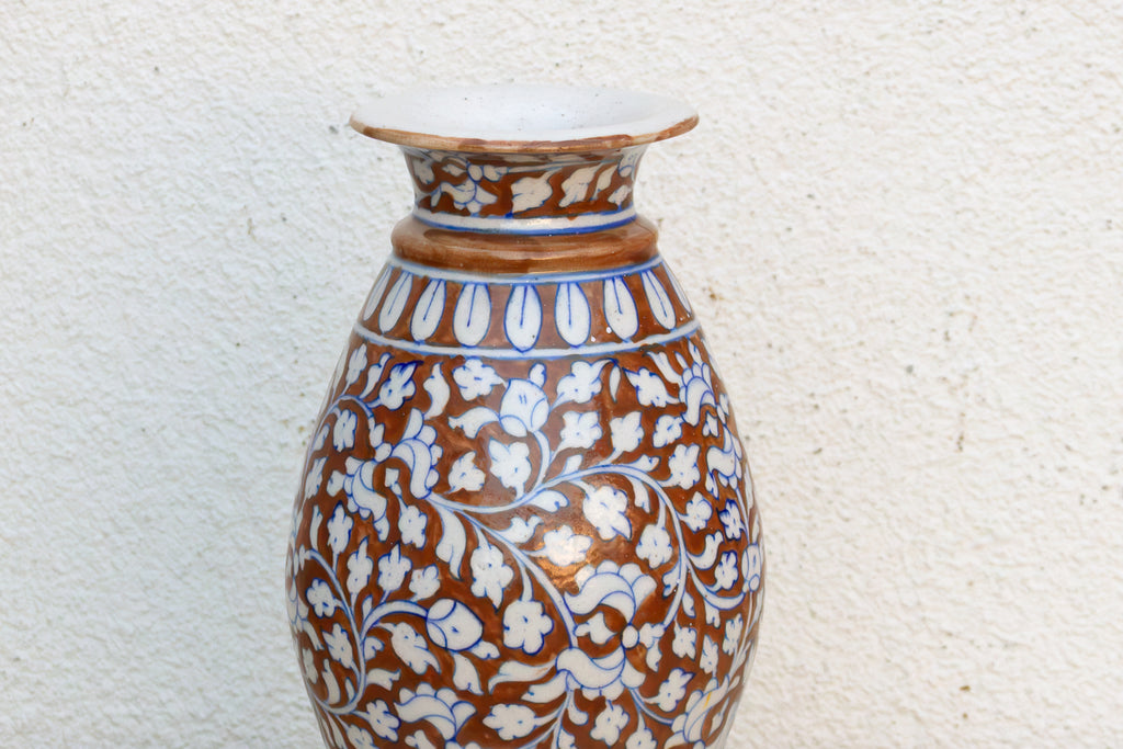 Elegant Rust & Blue Floral Vase
