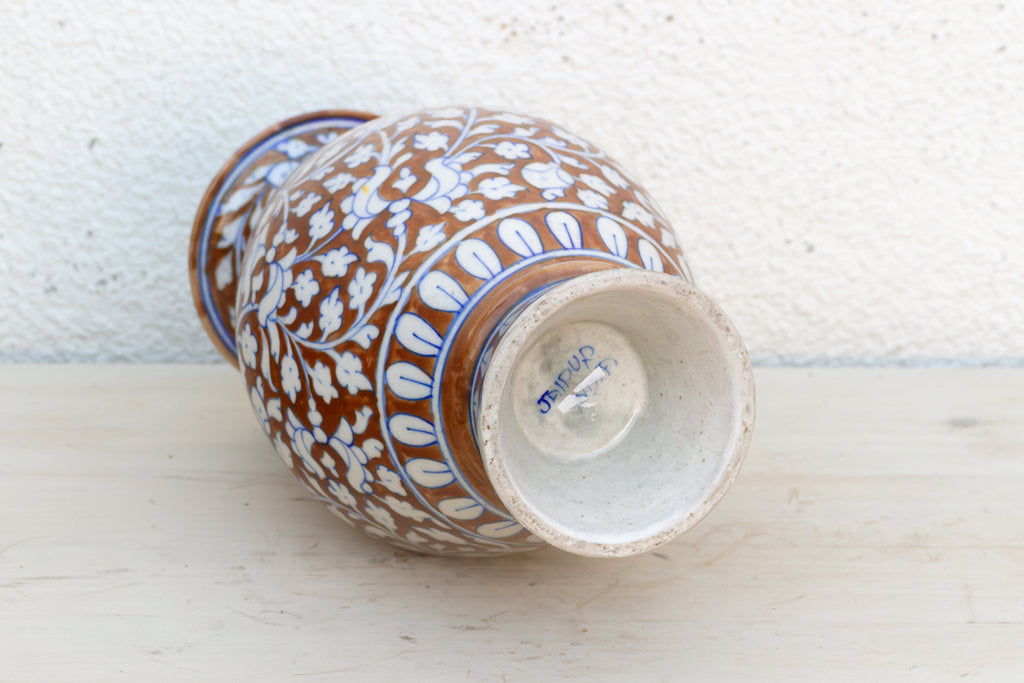 Elegant Rust & Blue Floral Vase