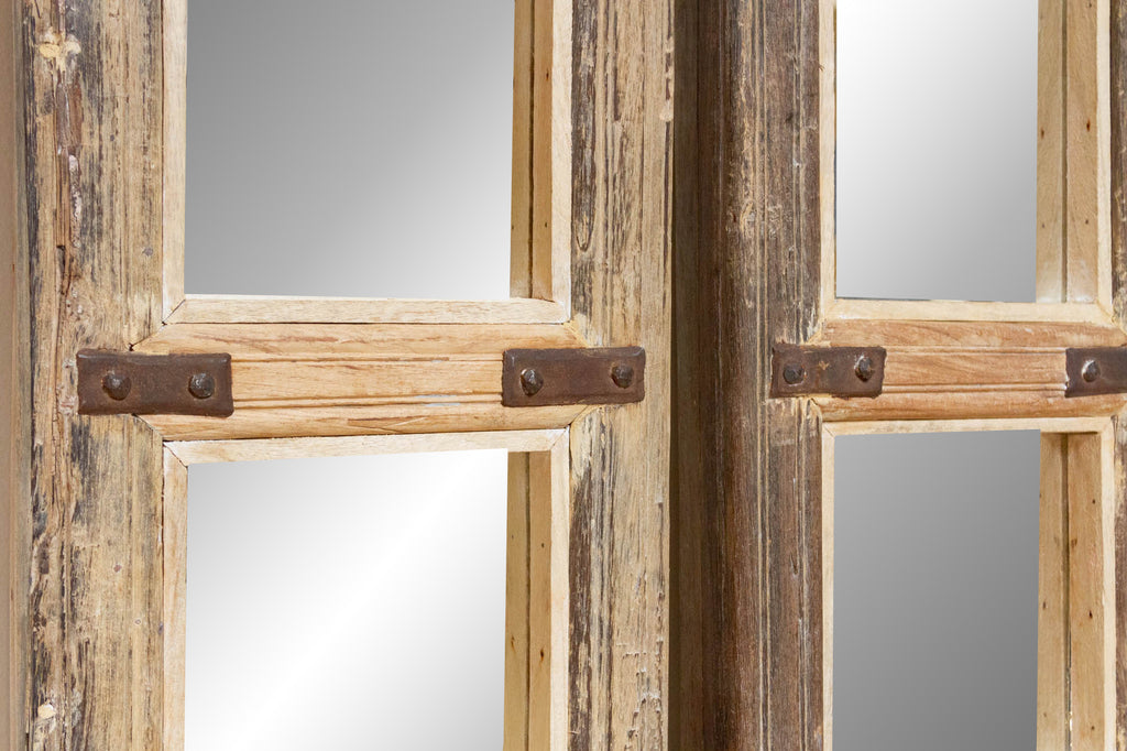 Pair of Antique Farmhouse Teak Door Mirrors (Trade)
