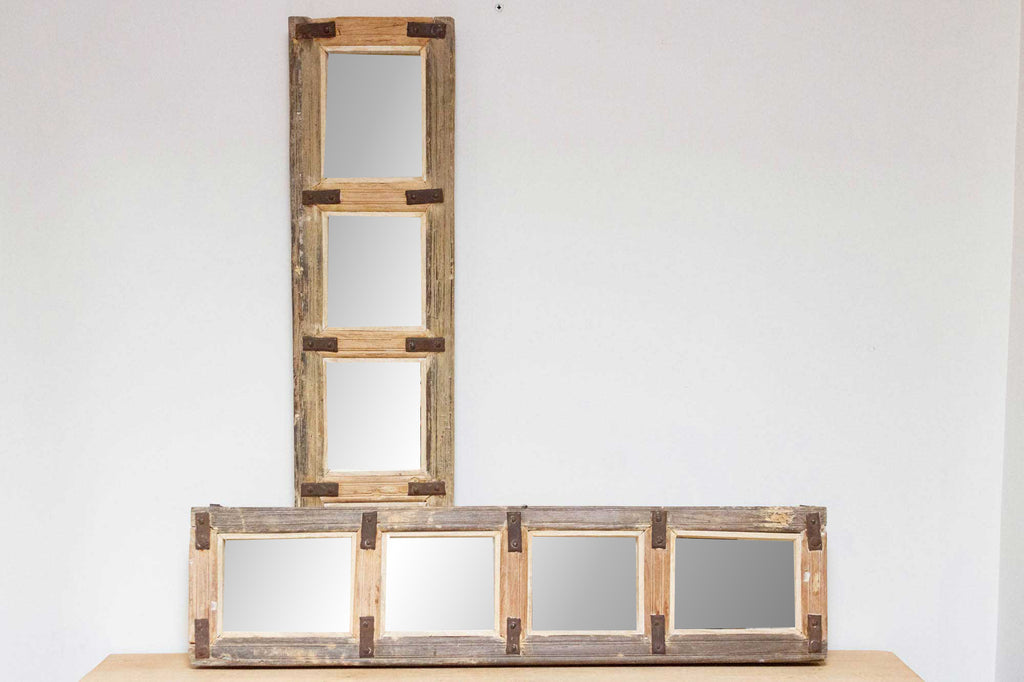Pair of Antique Farmhouse Teak Door Mirrors