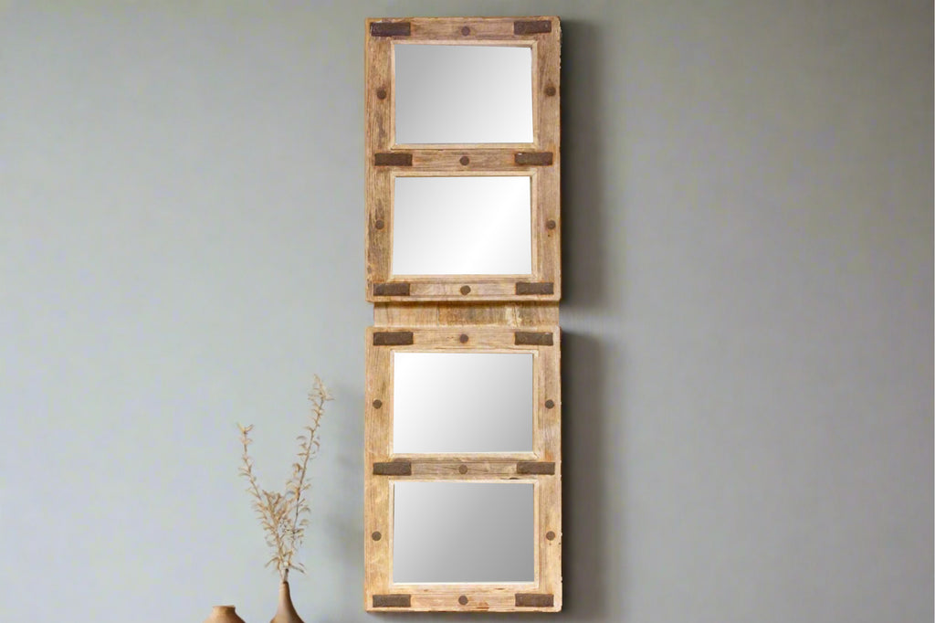 Antique Bleached Teak Window Mirror