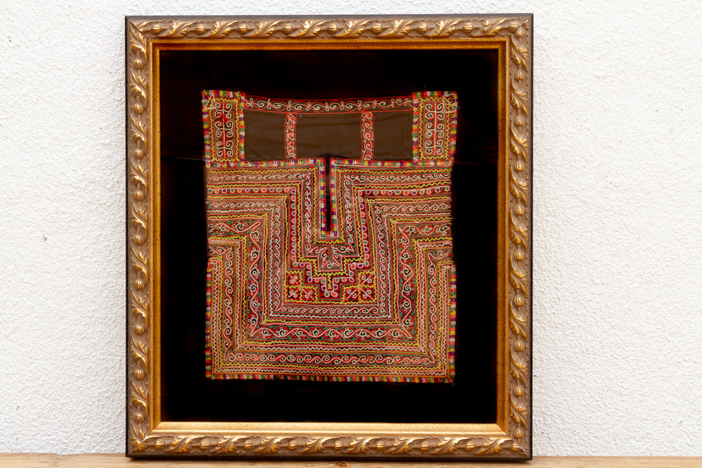 Ornate Framed Hmong Ethnic Textile Panel