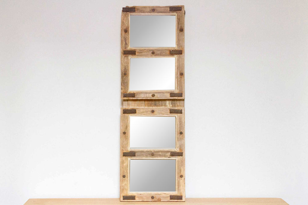 Antique Bleached Teak Window Mirror