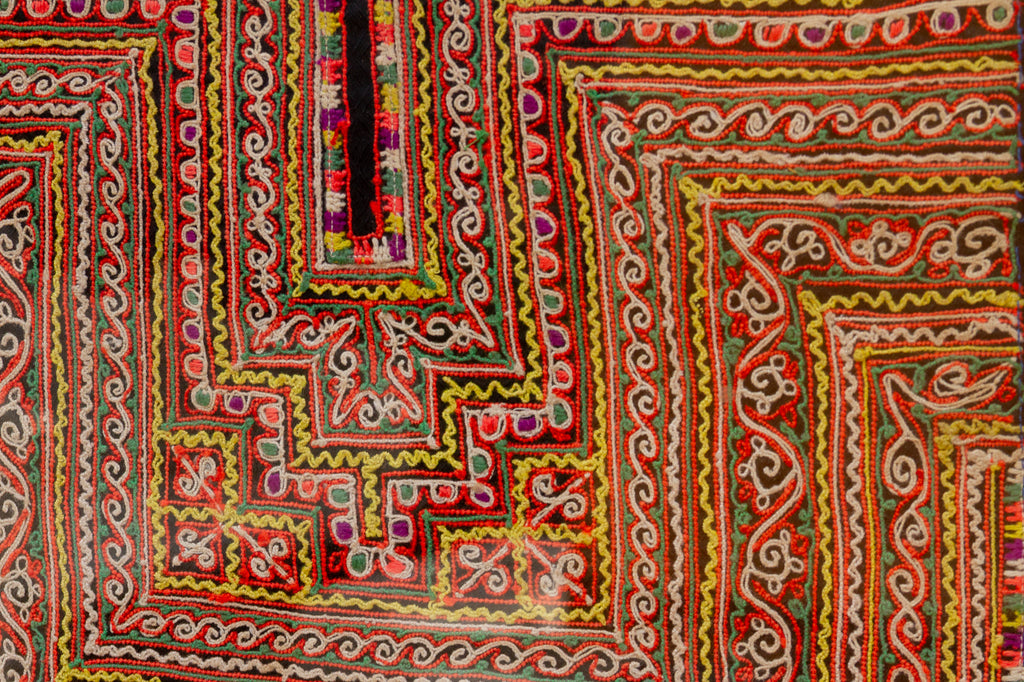 Ornate Framed Hmong Ethnic Textile Panel