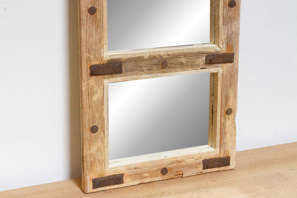 Antique Bleached Teak Window Mirror