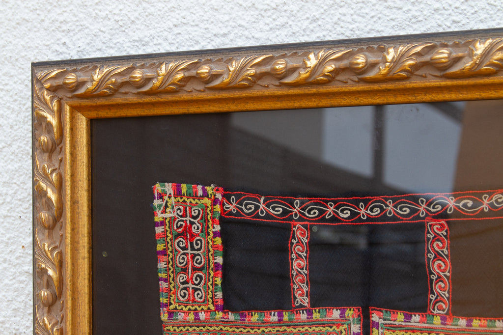 Ornate Framed Hmong Ethnic Textile Panel