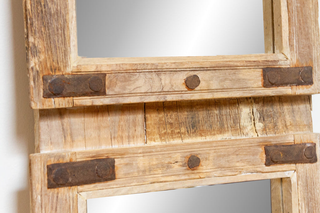 Antique Bleached Teak Window Mirror