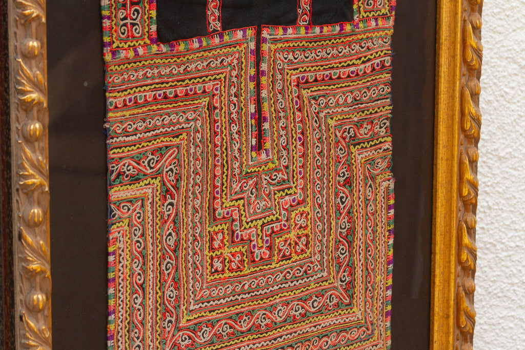 Ornate Framed Hmong Ethnic Textile Panel