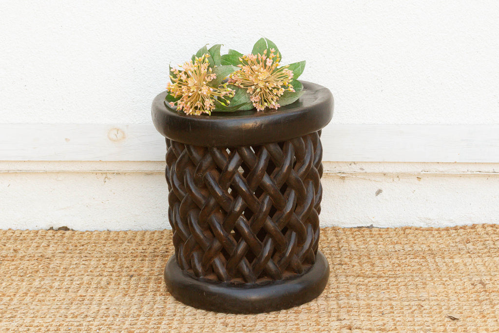 Finely Carved Lattice Bamileke Stool
