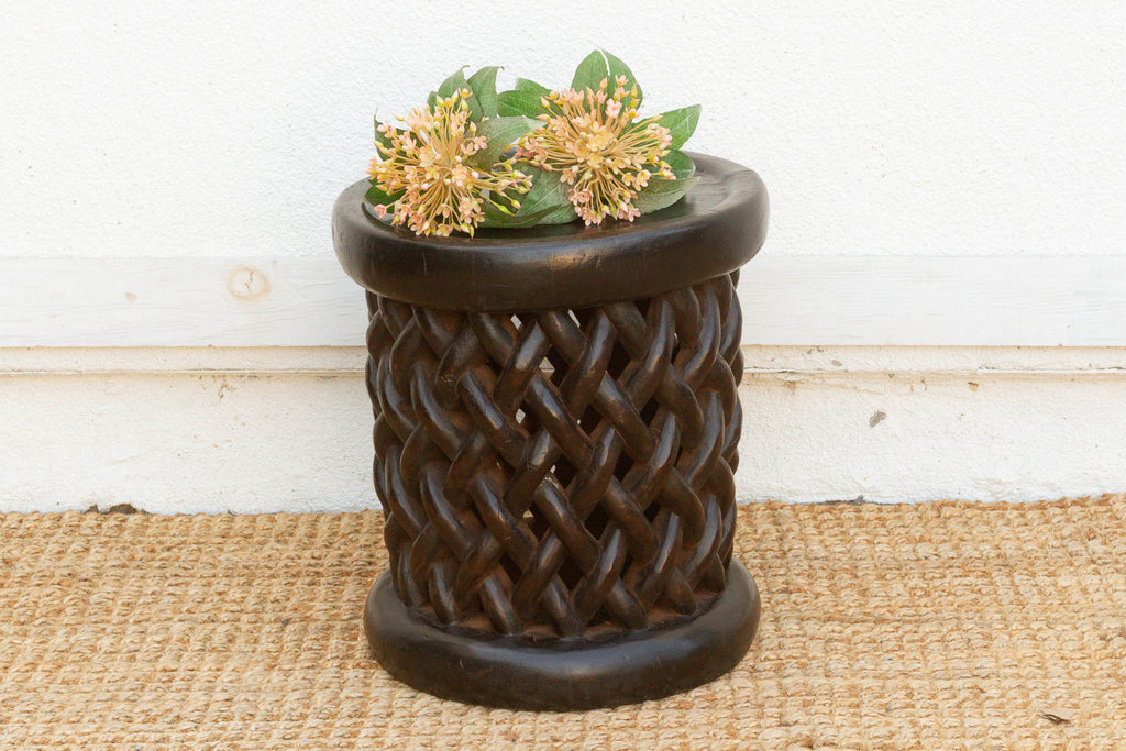 Finely Carved Lattice Bamileke Stool