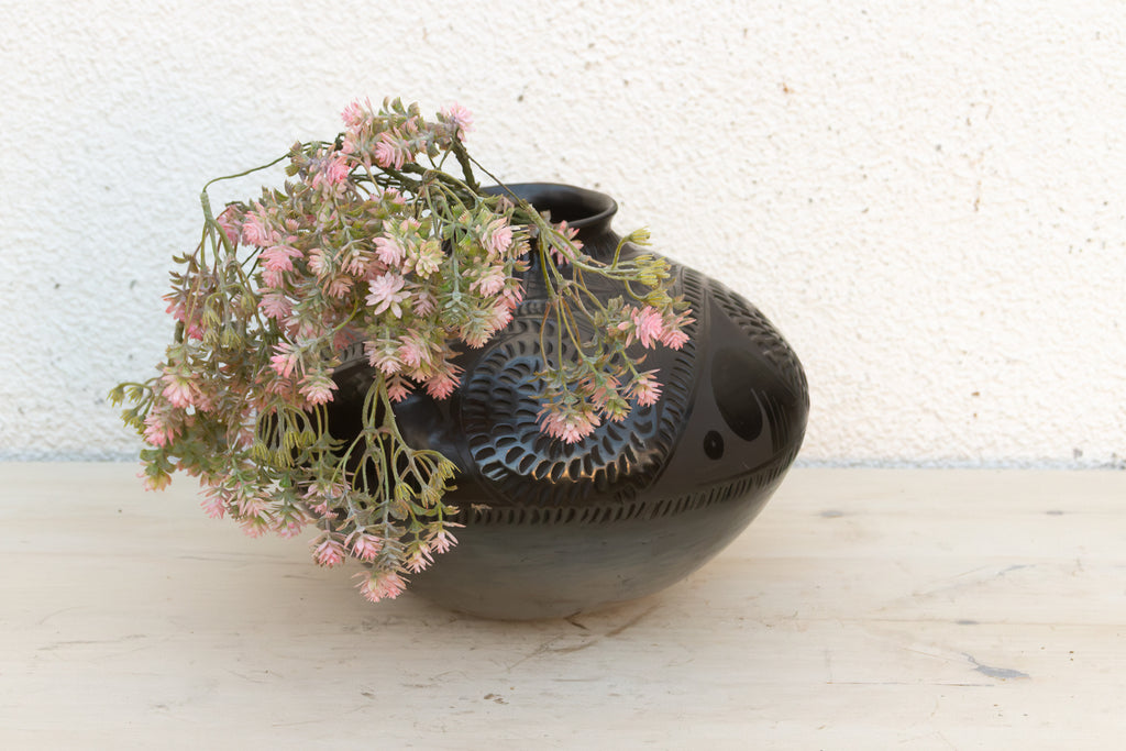 Engraved Black Clay Mata Ortiz Olla