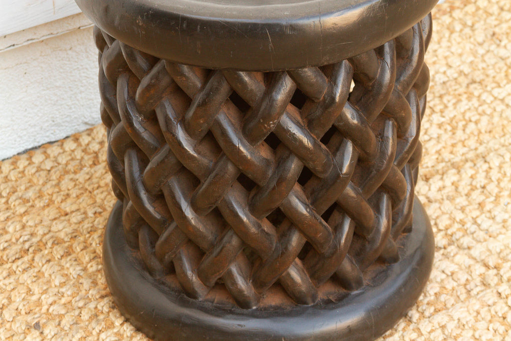 Finely Carved Lattice Bamileke Stool