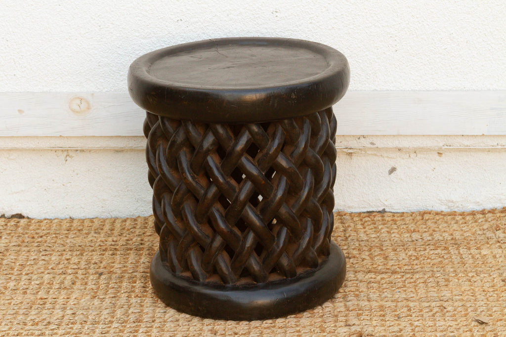 Finely Carved Lattice Bamileke Stool