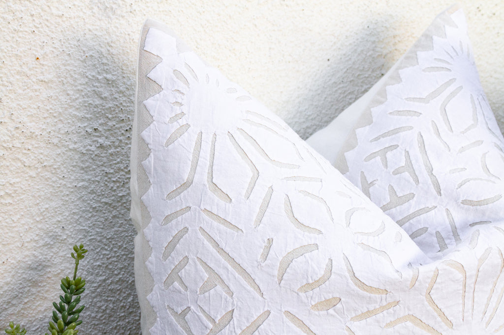 Rajwari Rose, Pair of Appliqué Pillow Covers