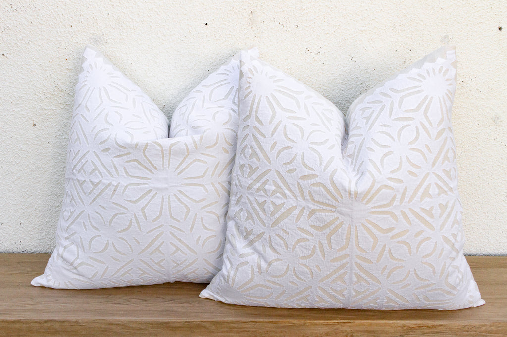Rajwari Rose, Pair of Appliqué Pillow Covers