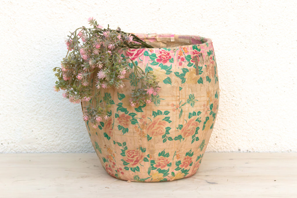 Weathered Rose Paper Mache Basket