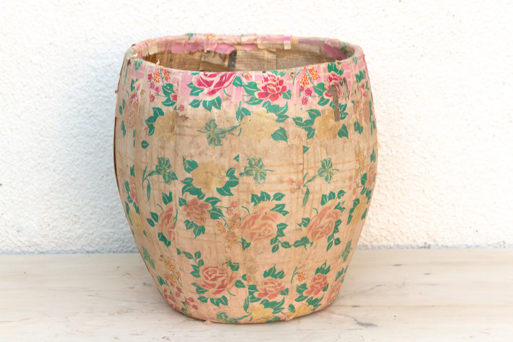 Weathered Rose Paper Mache Basket
