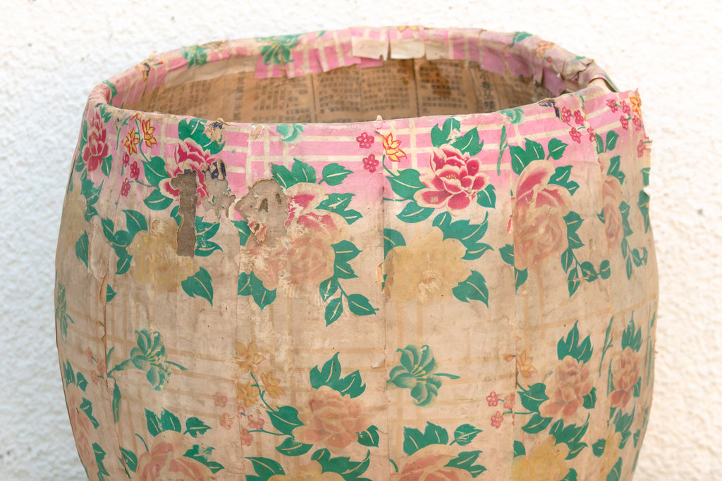 Weathered Rose Paper Mache Basket