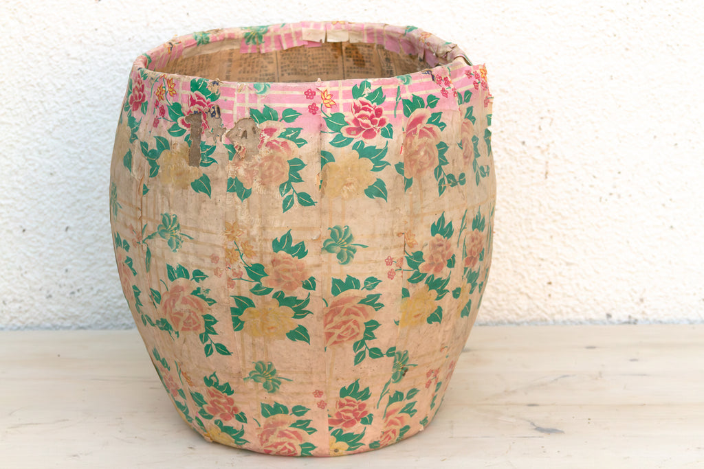 Weathered Rose Paper Mache Basket