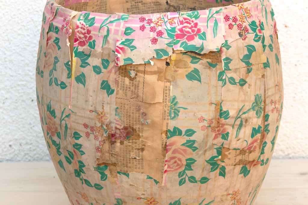 Weathered Rose Paper Mache Basket
