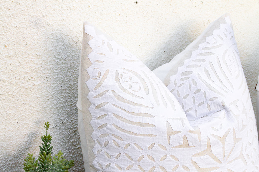 Saffron Petal, Pair of Appliqué Pillow Covers