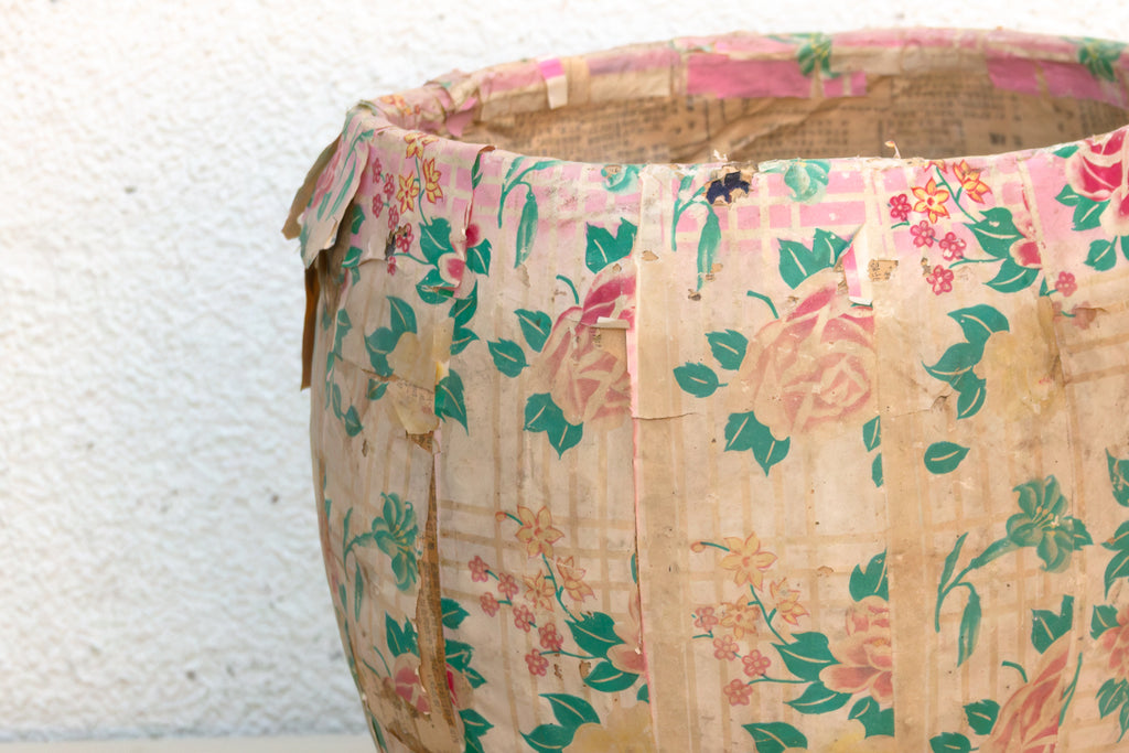 Weathered Rose Paper Mache Basket