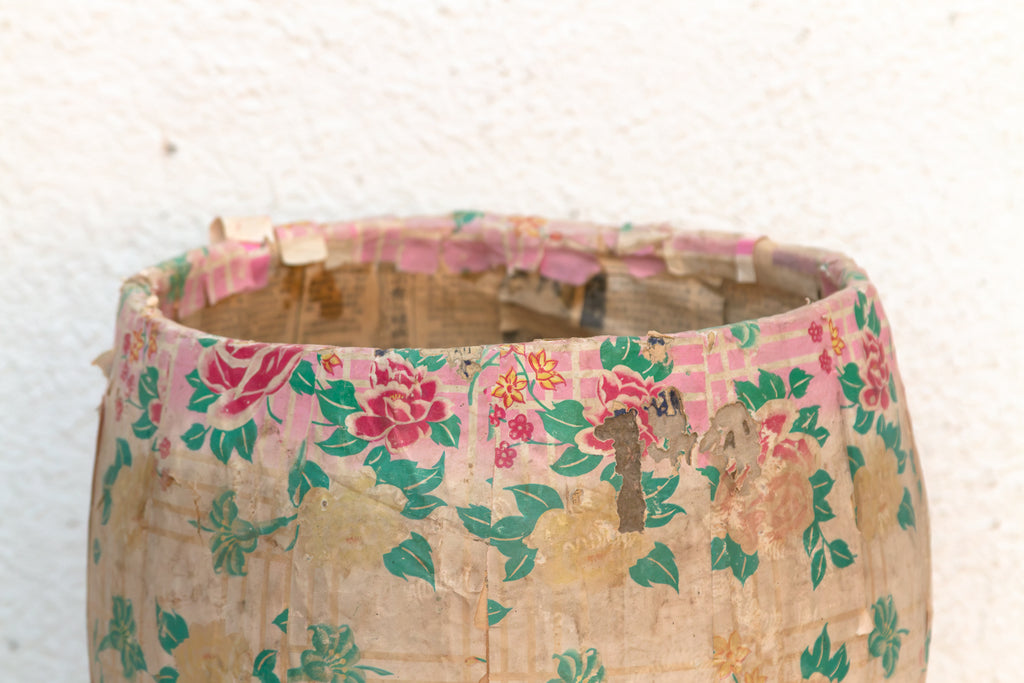 Weathered Rose Paper Mache Basket